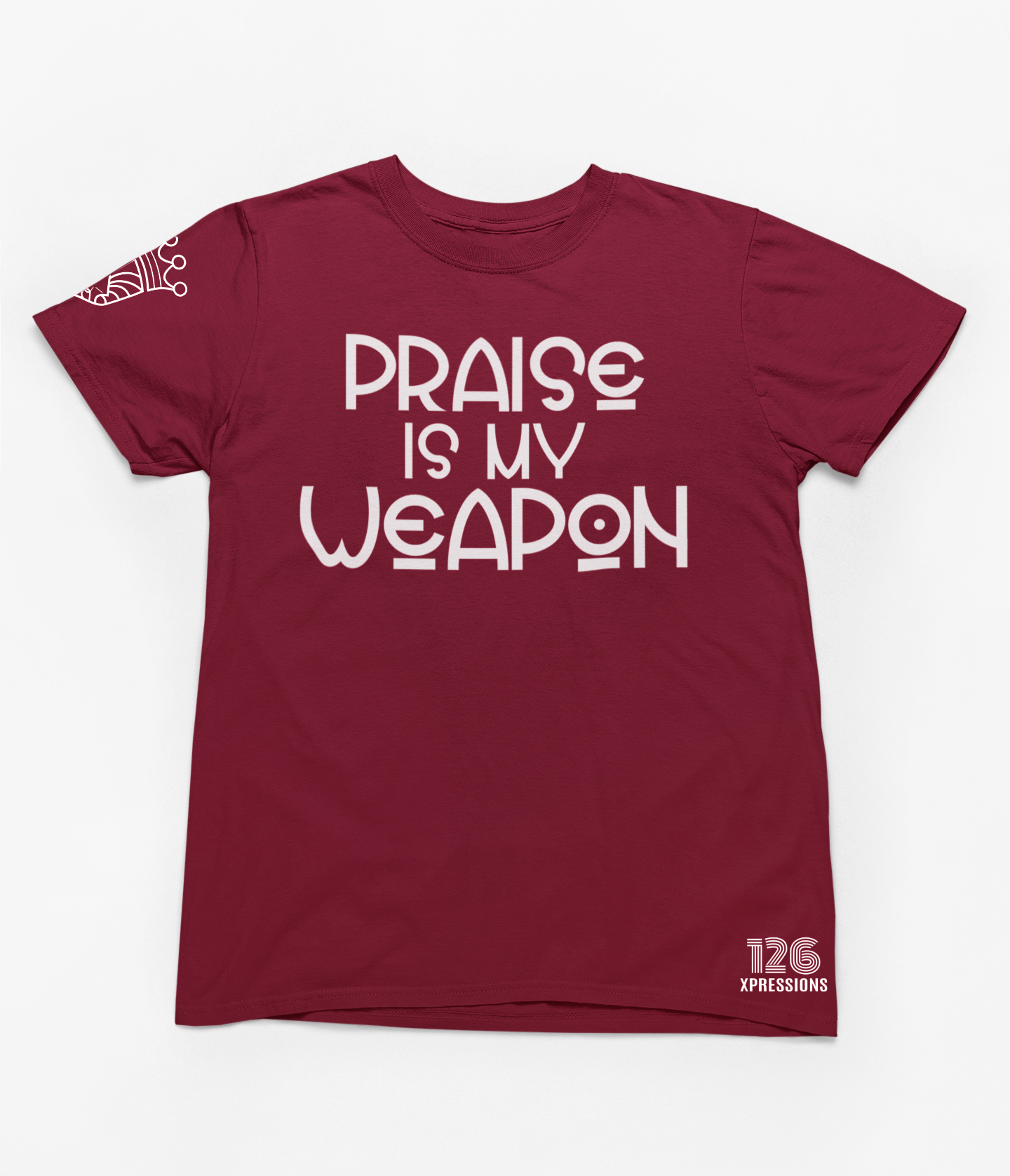 Praise Is My Weapon Tee - Burgundy