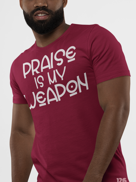 Praise Is My Weapon Tee - Burgundy