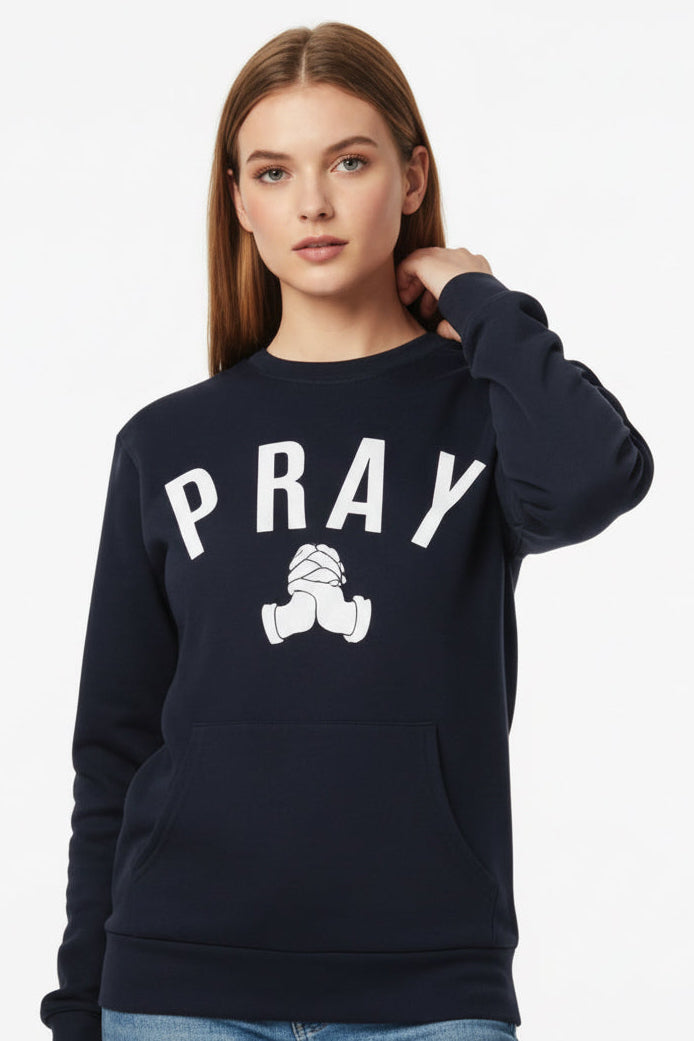 prayersavene フーディー Fervent Prayer Navy Pocket Sweatshirt – 126Xpressions