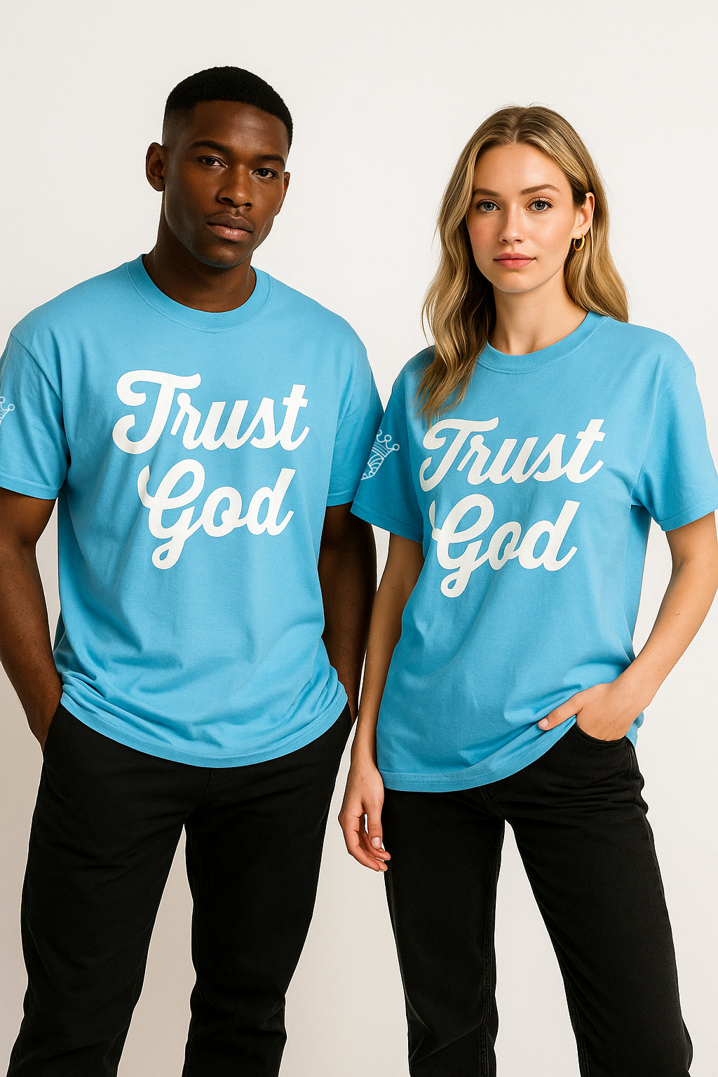 Trust God - Over Sized Carolina Blue Tee